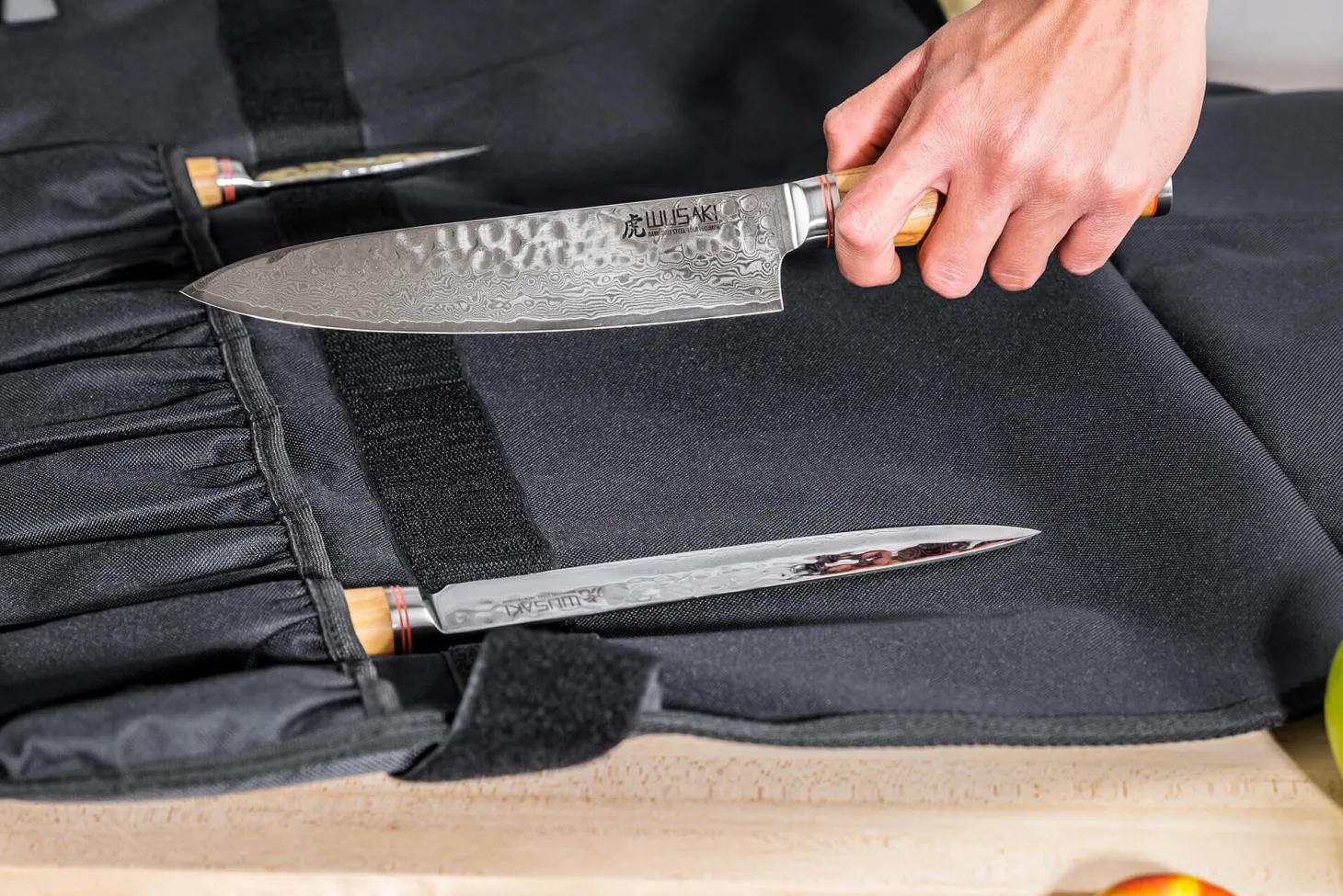 Mallette de 5 couteaux de cuisine Wusaki Damas 10Cr manches en olivier