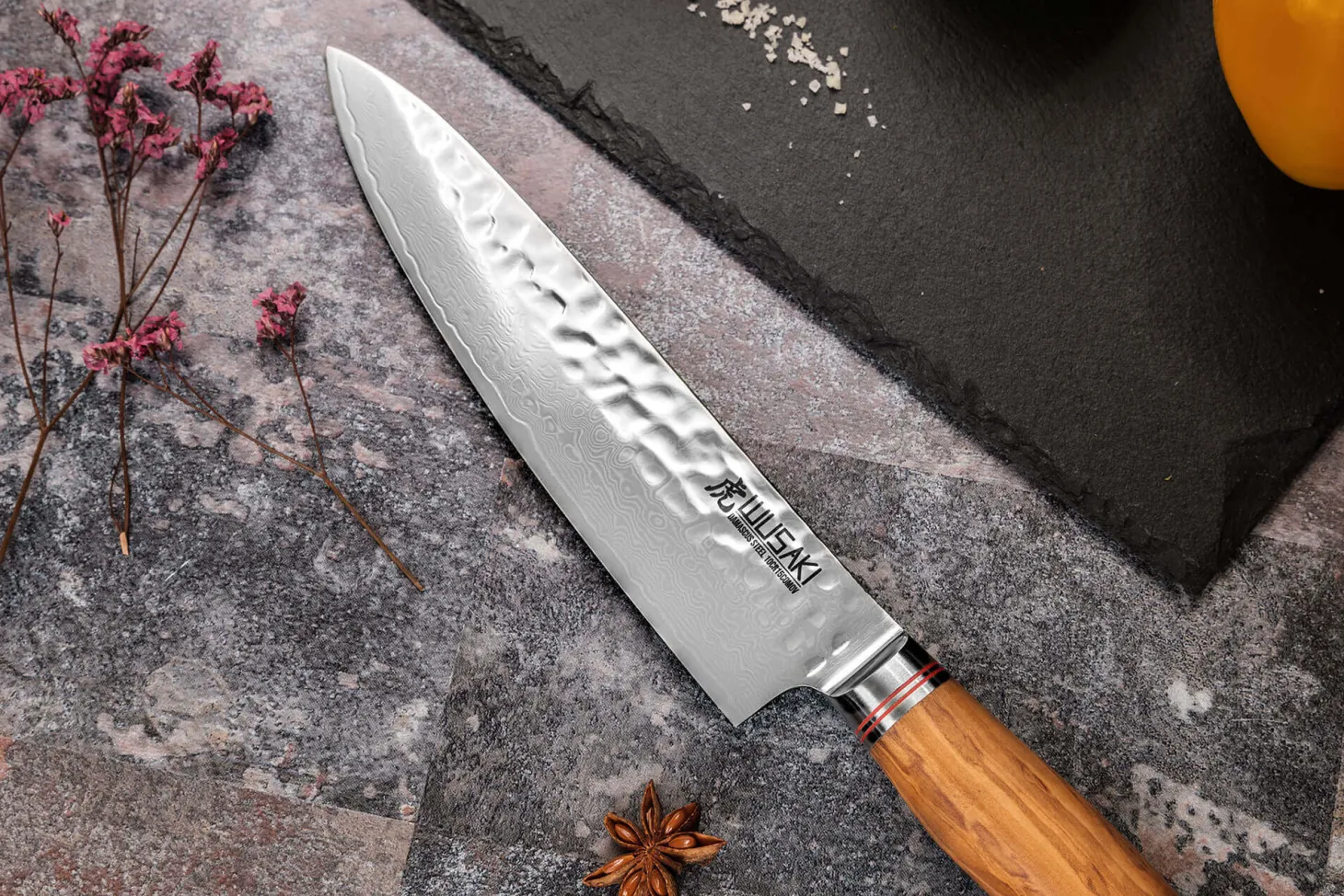Mallette de 5 couteaux de cuisine Wusaki Damas 10Cr manches en olivier