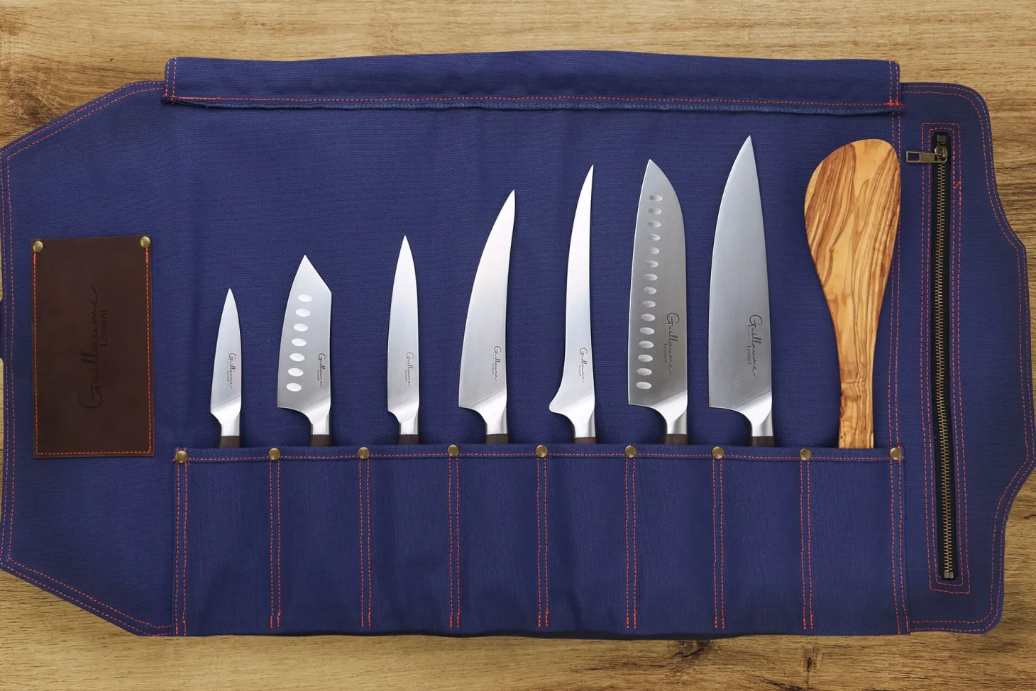 Mallette de couteaux vide Guillaume Léonard 8 places bleue