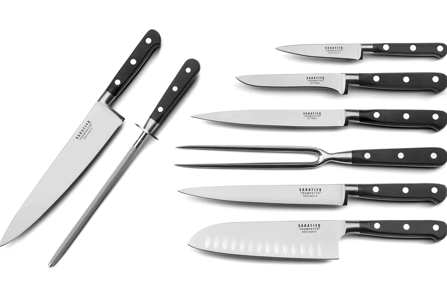 Mallette extra plate 8 couteaux et accessoires Sabatier Trompette Origin