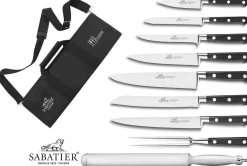 Mallette Sabatier Idéal Inox 100% forgés 7 couteaux fabrication française + 1 fourchette + 1 fusil