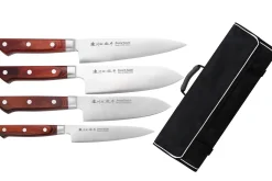 Mallette Satake Cutlery Brown Pakkawood 4 couteaux japonais