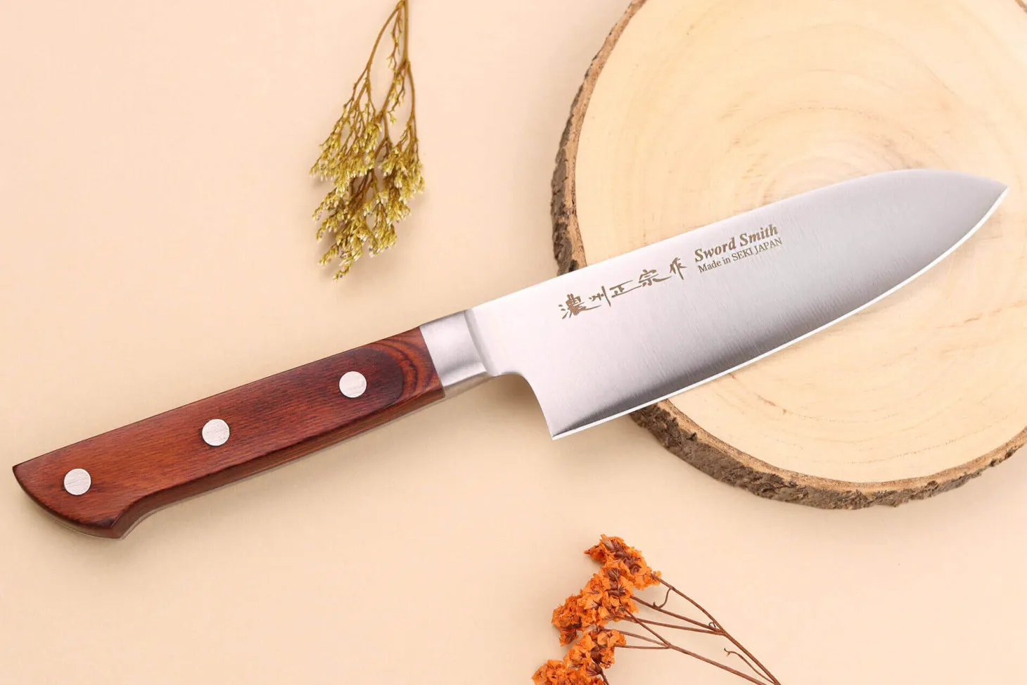Mallette Satake Cutlery Brown Pakkawood 4 couteaux japonais