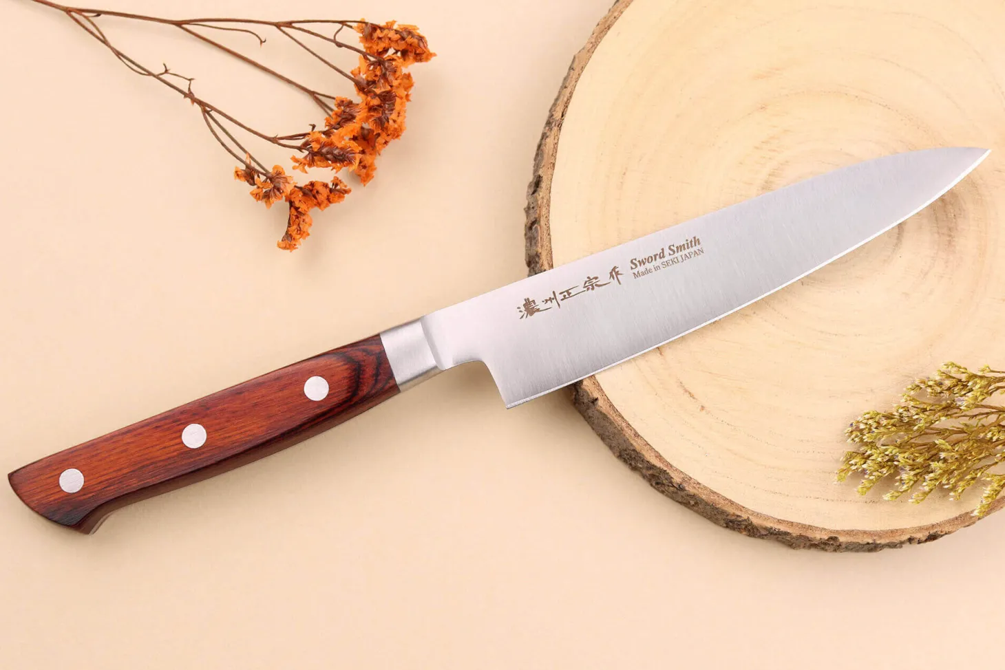 Mallette Satake Cutlery Brown Pakkawood 4 couteaux japonais