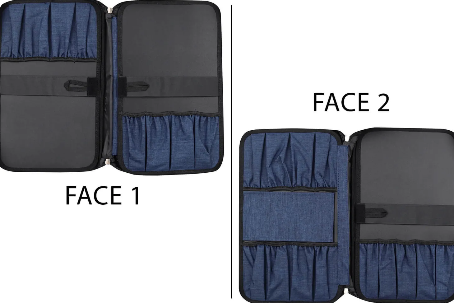 Mallette vide Wusaki bleue pour 21 couteaux et ustensiles + 1 grande poche de rangement