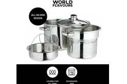Marmite à pâtes italiennes KitchenCraft World of Flavours en acier inox 4L 4 pièces