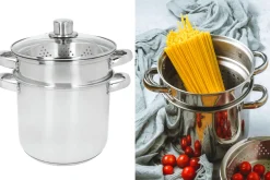 Marmite à pâtes italiennes KitchenCraft World of Flavours en acier inox 4L 4 pièces
