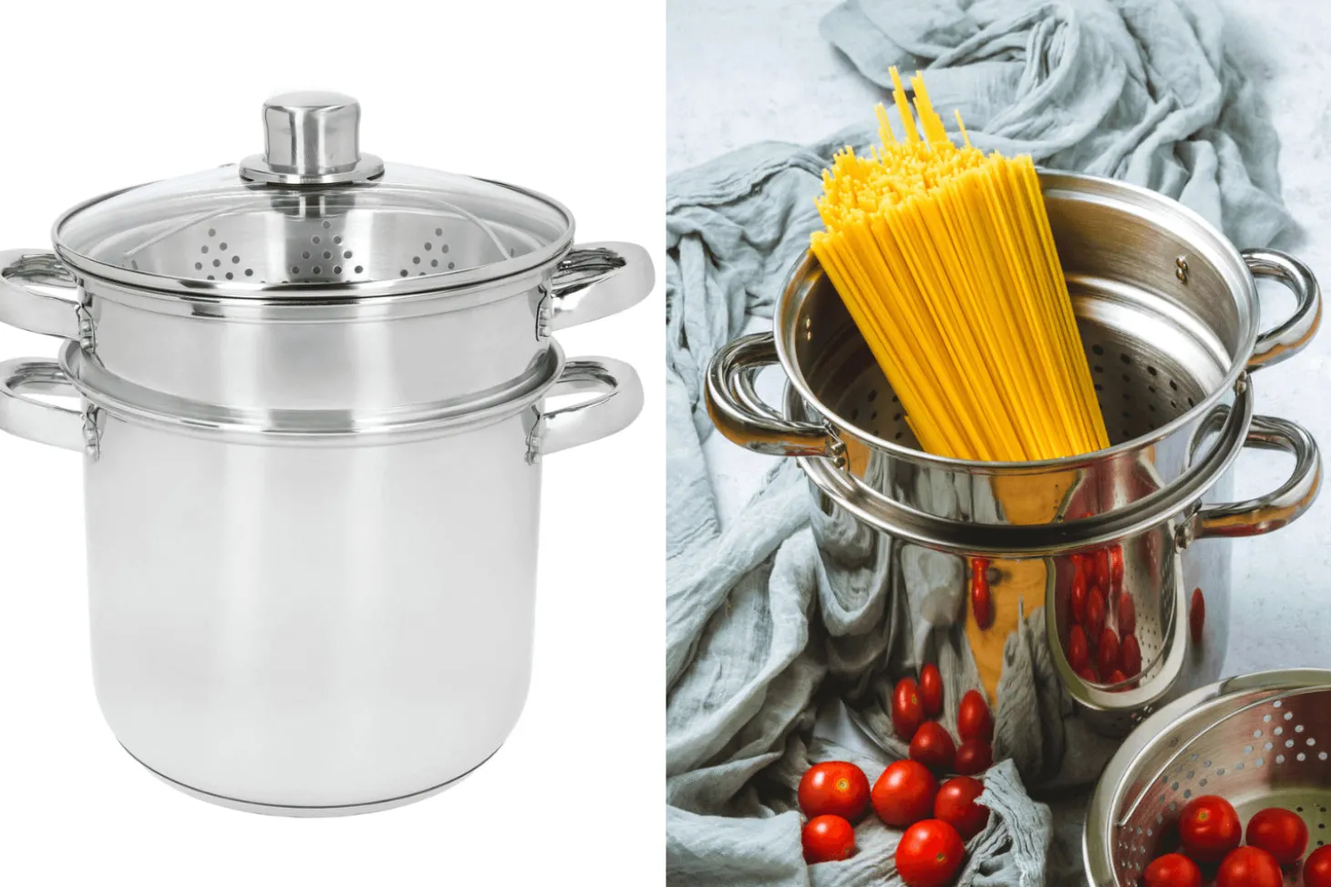 Marmite à pâtes italiennes KitchenCraft World of Flavours en acier inox 4L 4 pièces