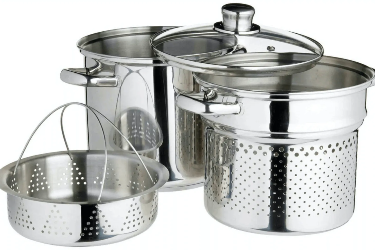 Marmite à pâtes italiennes KitchenCraft World of Flavours en acier inox 4L 4 pièces