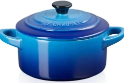 Mini cocotte ronde en céramique Le Creuset 10cm Azur
