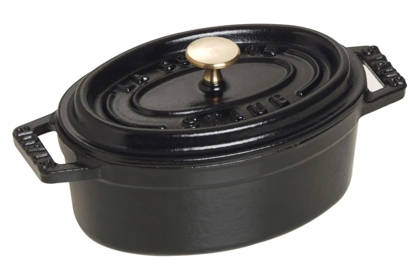 Mini cocotte Staub ovale en fonte émaillée noir mat 11cm