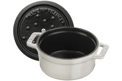 Mini cocotte Staub ronde en fonte émaillée truffe blanche 10cm