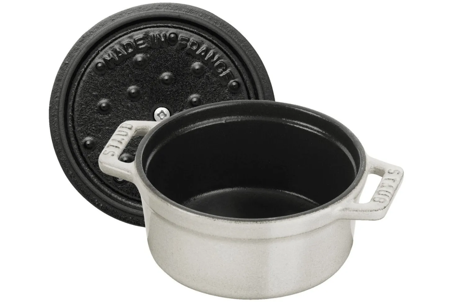 Mini cocotte Staub ronde en fonte émaillée truffe blanche 10cm