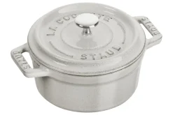 Mini cocotte Staub ronde en fonte émaillée truffe blanche 10cm