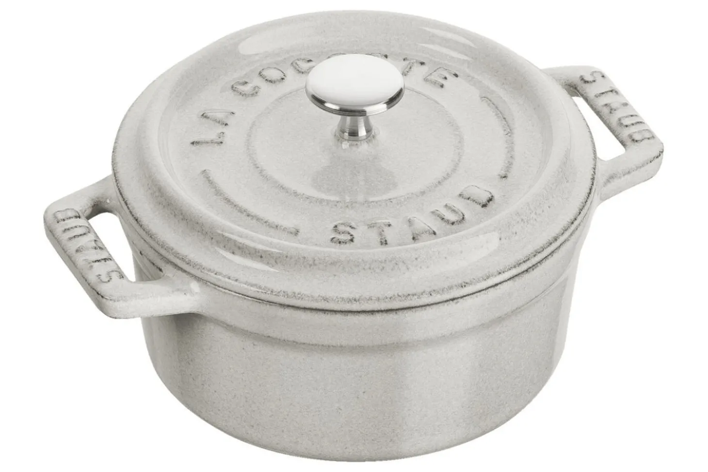 Mini cocotte Staub ronde en fonte émaillée truffe blanche 10cm
