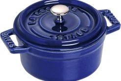 Mini cocotte Staub ronde en fonte émaillée bleu intense 10cm
