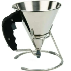 Mini entonnoir à piston De Buyer en inox 0.8L + support