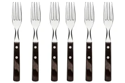 Ménagère 24 couverts de table Tramontina en inox et bois marron