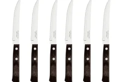 Ménagère 24 couverts de table Tramontina en inox et bois marron