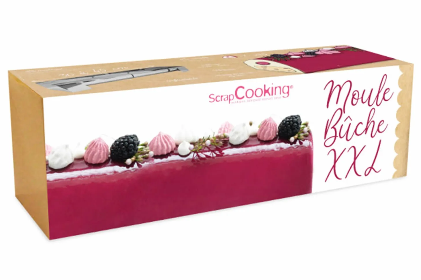 Moule à bûche en inox Scrapcooking - Longueur réglable et feuilles rhodoïd incluses