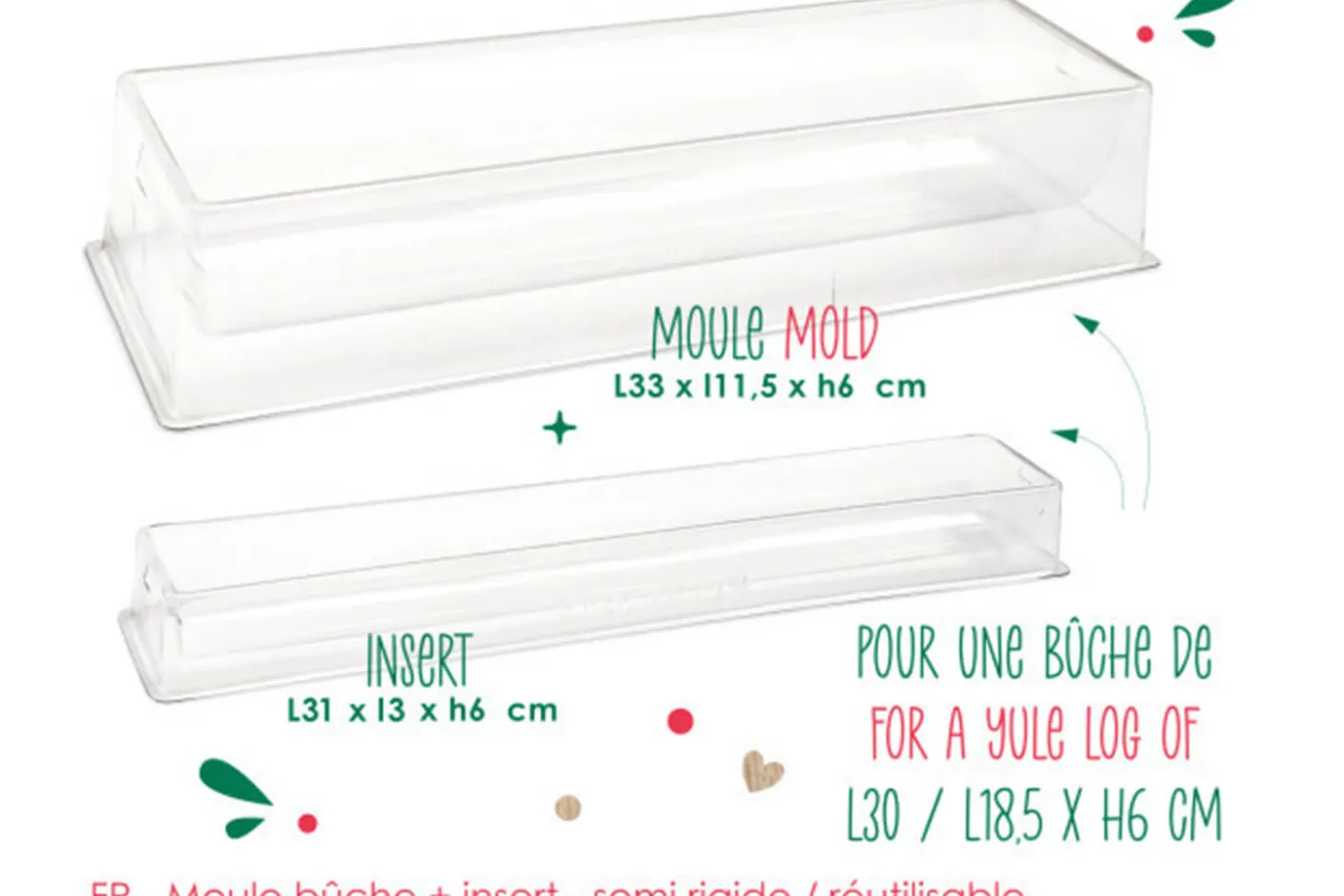 Moule à bûche glacée et insert semi rigide Scrapcooking - Réutilisable