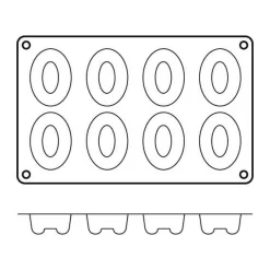 Moule en silicone professionnel Silikomart Silicon Flex 300x175mm 8 savarins ovales