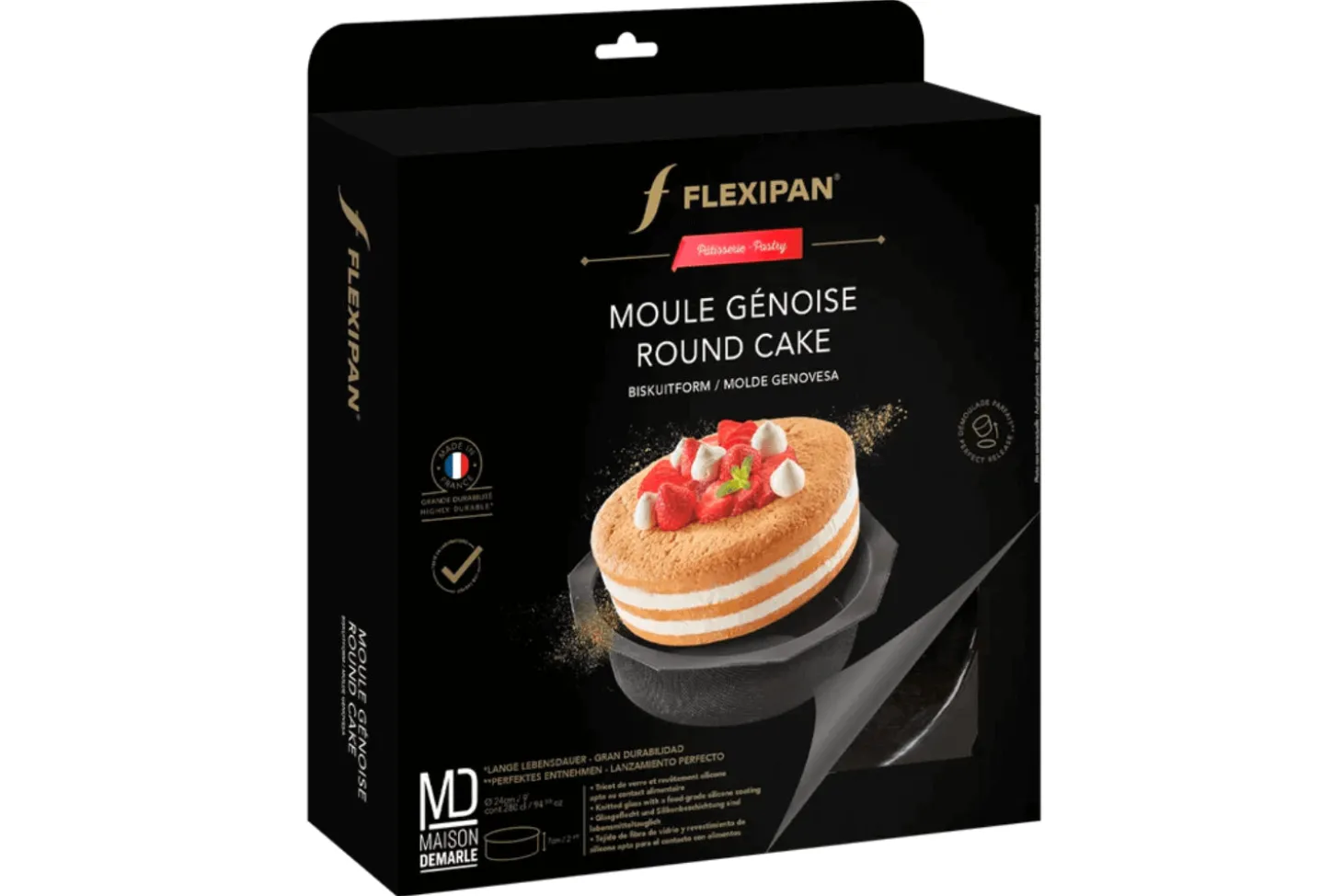 Moule à génoise rond Flexipan anti-adhérent en silicone et tricot de verre 24cm