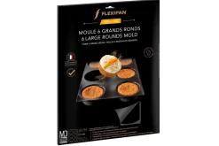 Moule 6 grands ronds Flexipan anti-adhérent en silicone et tricot de verre 40x30cm