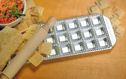 Moule Imperia 24 raviolis carrés 35x35mm aluminium + rouleau