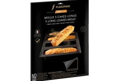 Moule pour 5 cakes longs Flexipan anti-adhérent en silicone et tricot de verre
