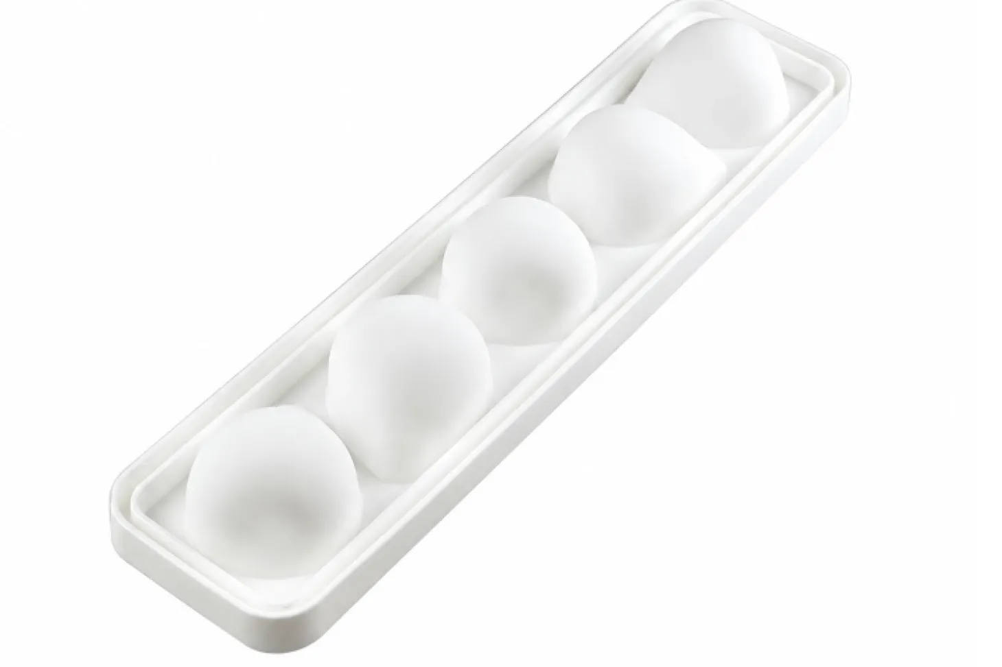 Moule pâtissier 5 fraises 3D Silikomart en silicone blanc