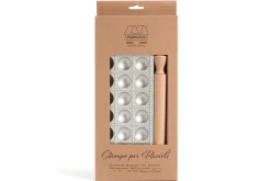 Moule à raviolis Marcato Classic 24 empreintes rondes + mini rouleau en bois