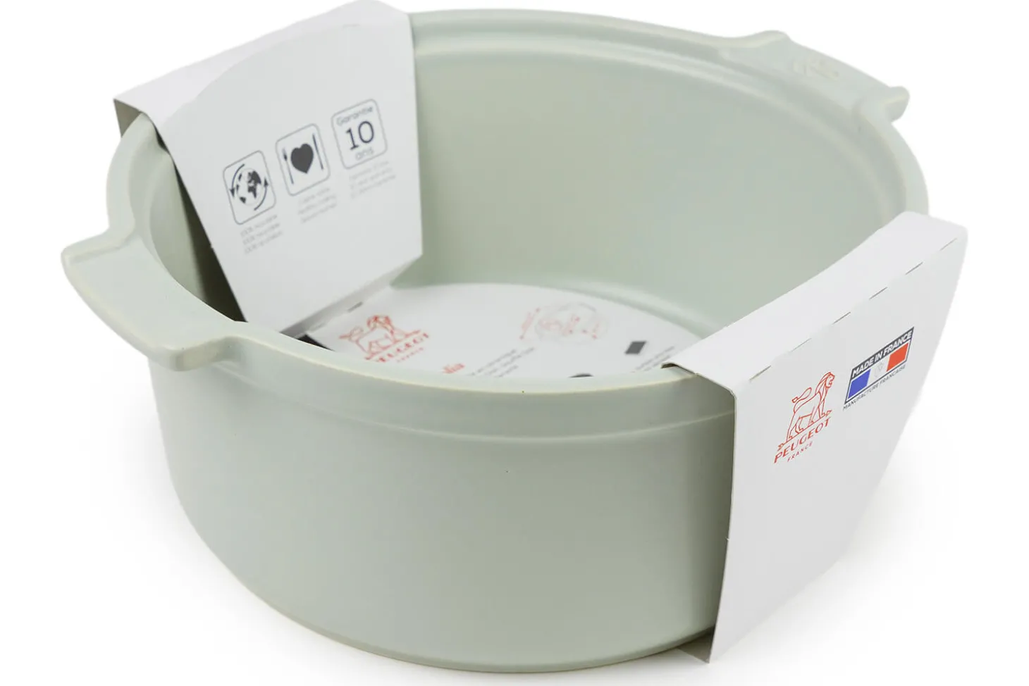 Moule à soufflé Peugeot Appolia en céramique vert sauge diamètre 22cm