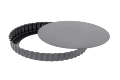 Moule à tarte cannelé en acier De Buyer à fond amovible et bord droit
