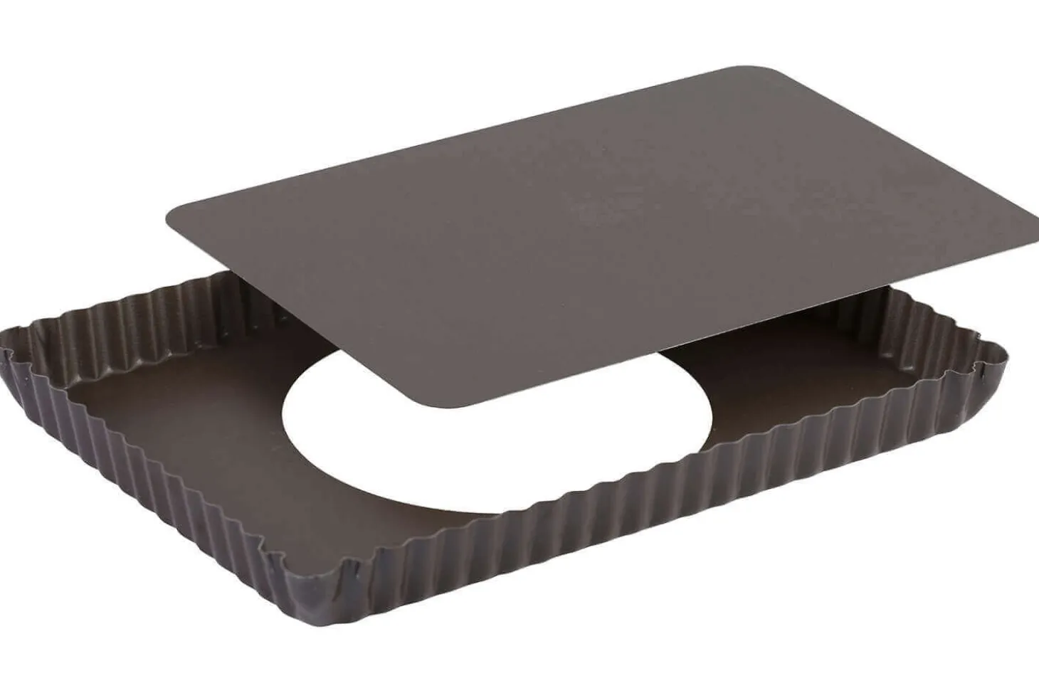 Moule à tarte maison cannelé rectangulaire Gobel anti-adhérent fond mobile