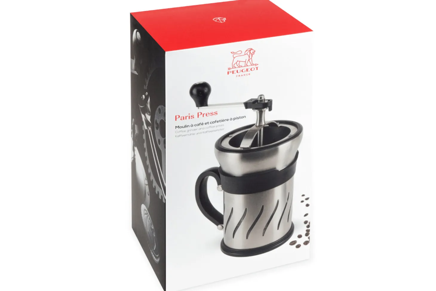 Moulin à café et cafetière à piston 2 en 1 Peugeot Paris Press en inox / ABS 15cm