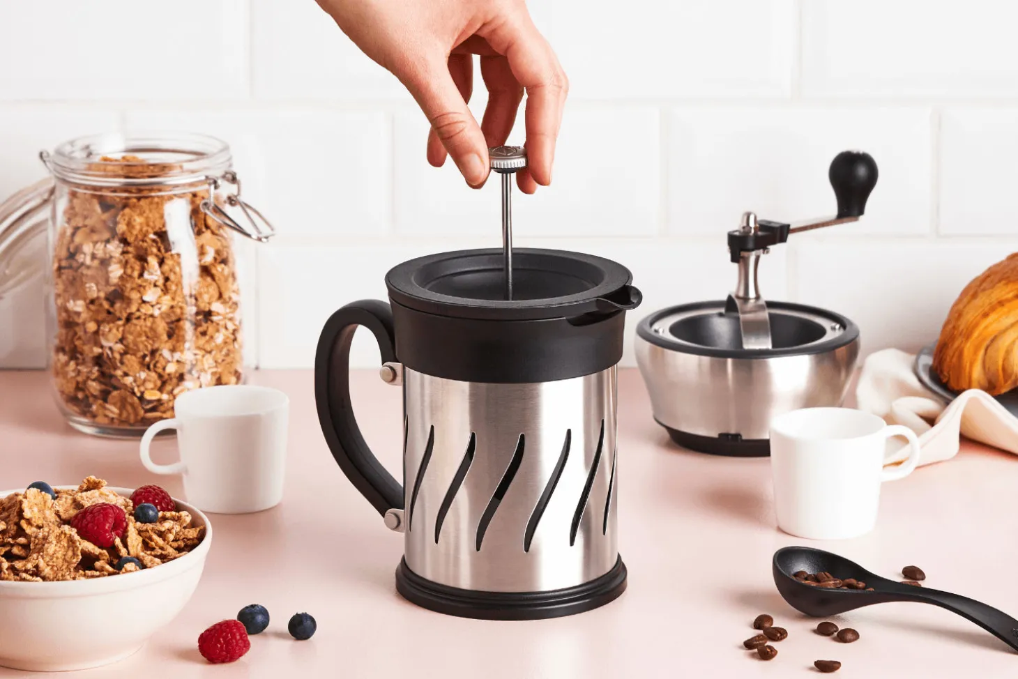 Moulin à café et cafetière à piston 2 en 1 Peugeot Paris Press en inox / ABS 15cm