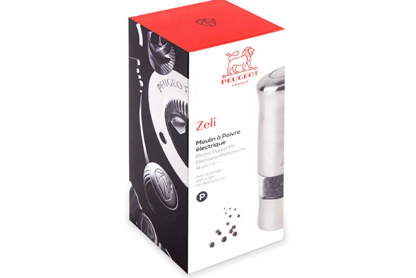 Moulin à poivre électrique Peugeot Zeli en ABS avec éclairage 14cm