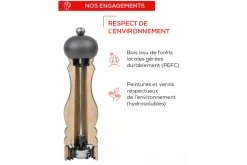 Moulin à poivre manuel Peugeot Fidji en bois et inox noir
