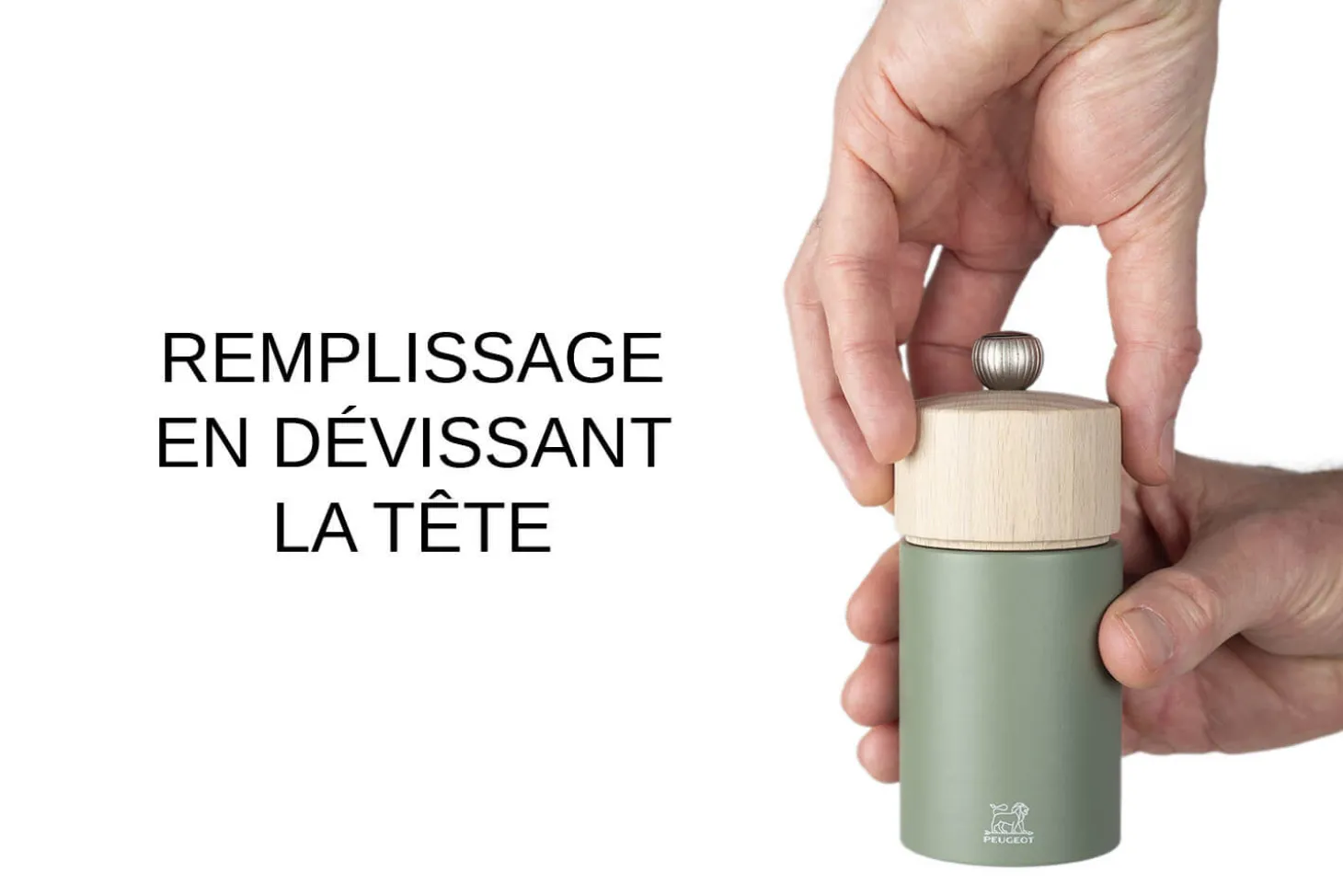 Moulin à poivre manuel Peugeot Boréal en bois Vert Fougère
