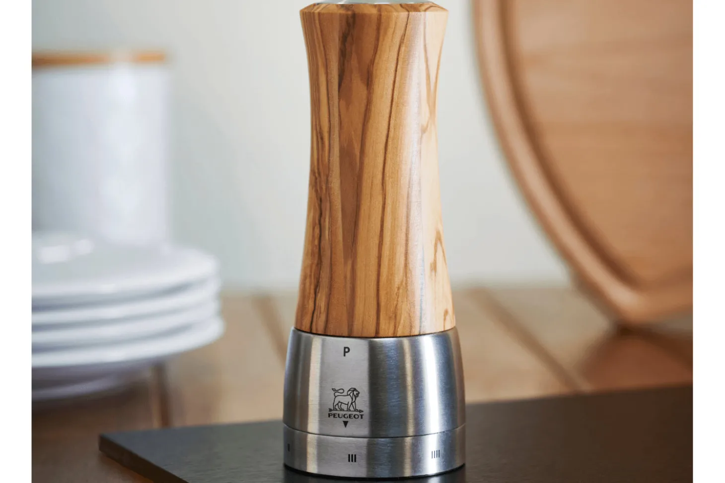 Moulin à poivre manuel Peugeot Madras U'Select en bois d'olivier et inox