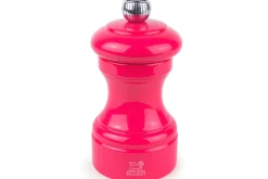 Moulin à poivre manuel Peugeot Bistro en bois de hêtre laqué rose bonbon 10cm