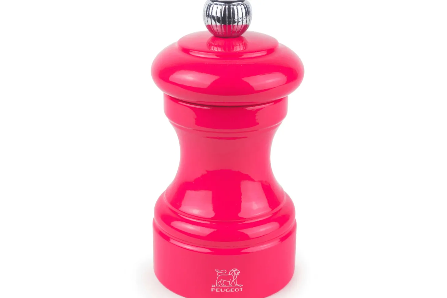 Moulin à poivre manuel Peugeot Bistro en bois de hêtre laqué rose bonbon 10cm