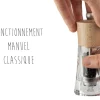 Moulin à poivre manuel Peugeot Oléron naturel en acrylique et en bois 14cm