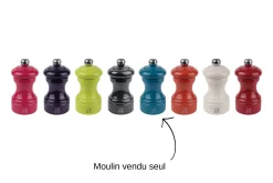 Moulin à poivre manuel Peugeot Bistro en bois de hêtre laqué bleu pacifique 10cm