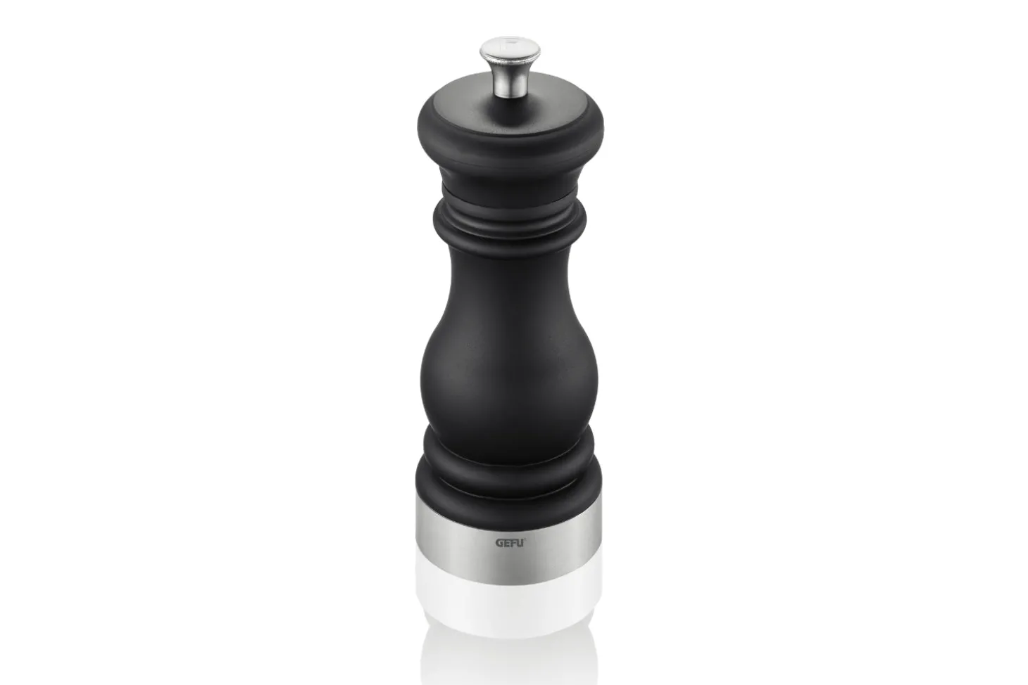 Moulin à sel ou poivre Gefu Flavio en acier inox et polymère noir 17cm