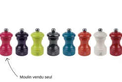 Moulin à sel sec manuel Peugeot Bistro en bois de hêtre laqué rose bonbon 10cm