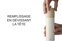 Moulin à sel sec manuel Peugeot Boréal en bois Blanc Plume