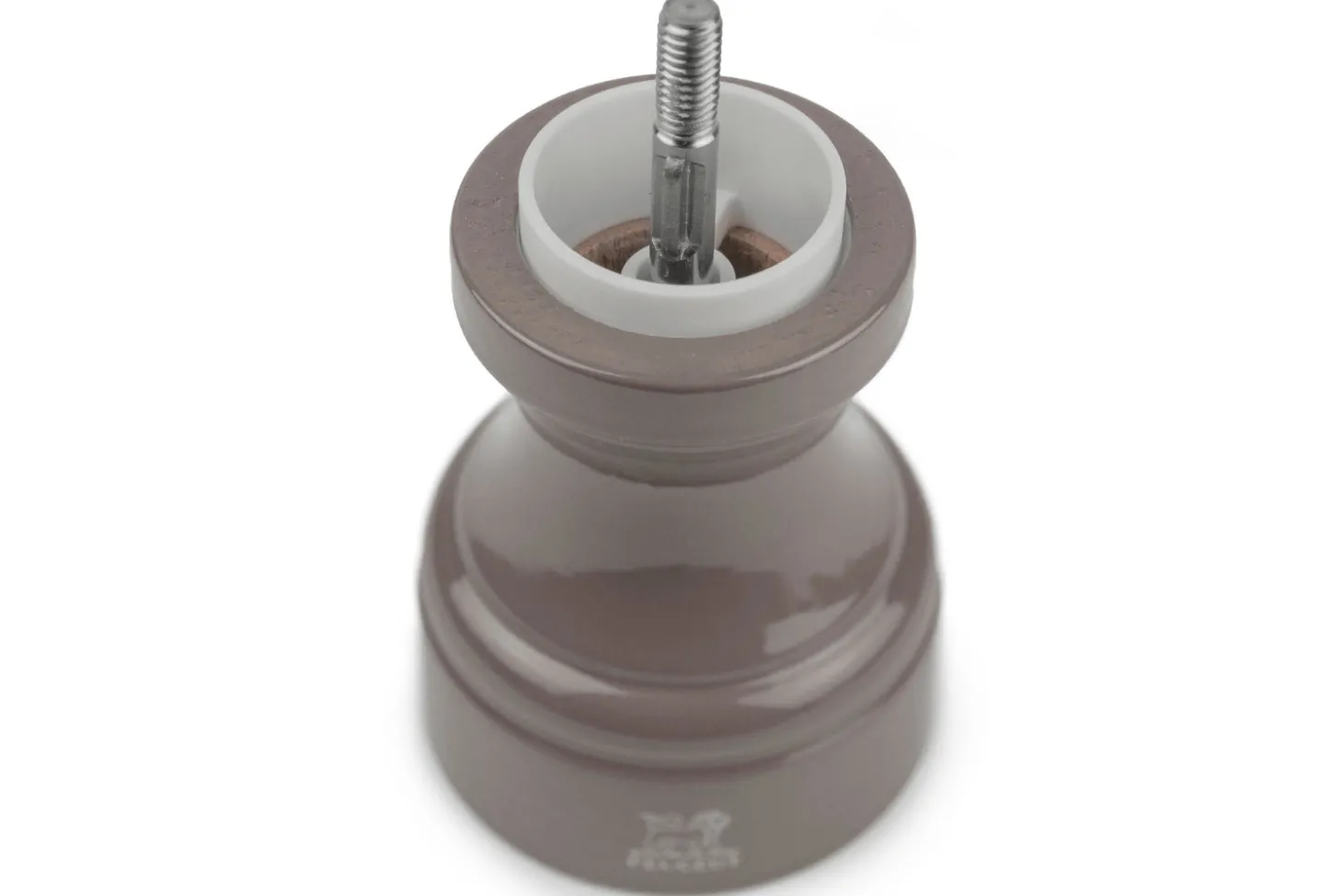 Moulin à sel sec manuel Peugeot Bistro en bois de hêtre laqué gris taupe 10cm