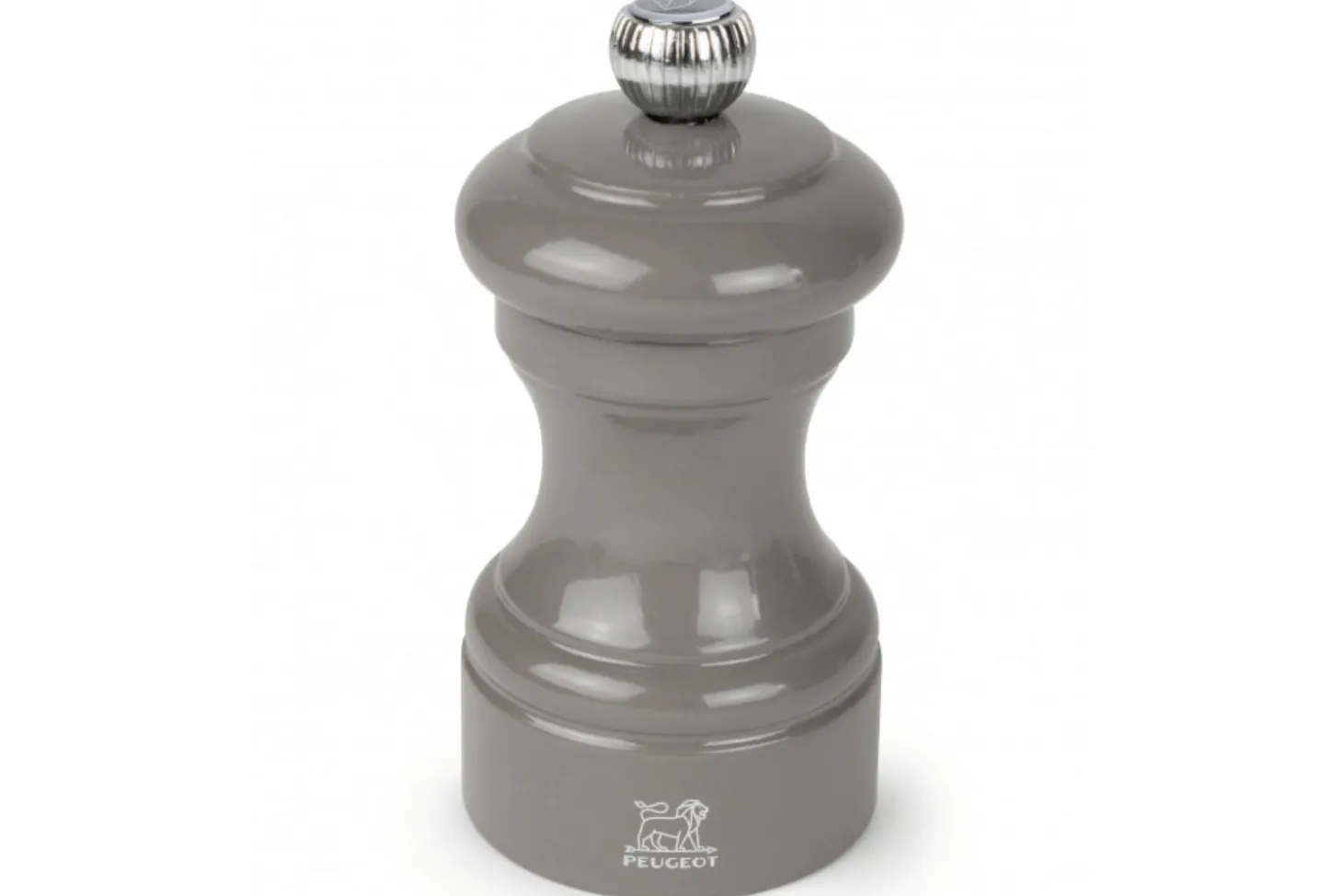 Moulin à sel sec manuel Peugeot Bistro en bois de hêtre laqué gris taupe 10cm